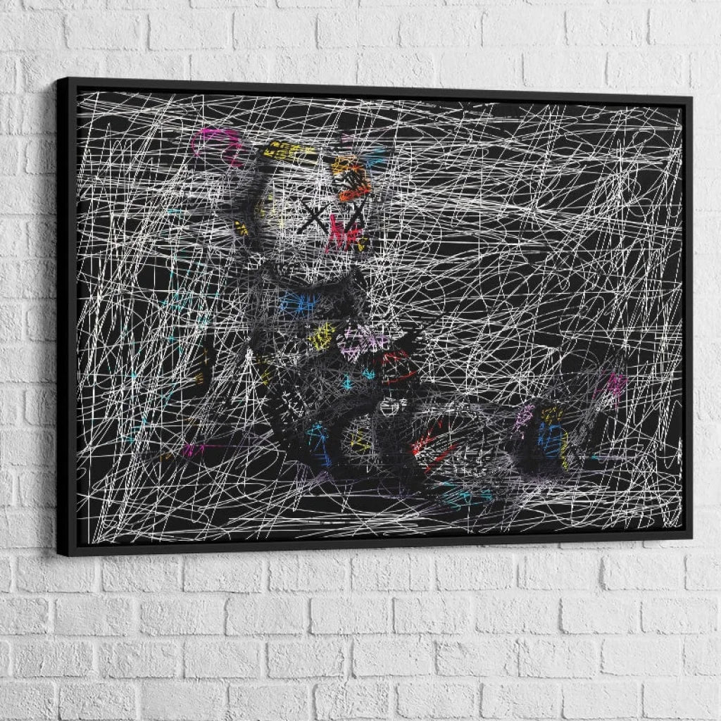 tableau kaws le dormeur de craie avec cadre noir