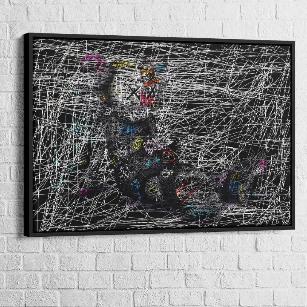 tableau kaws le dormeur de craie avec cadre noir