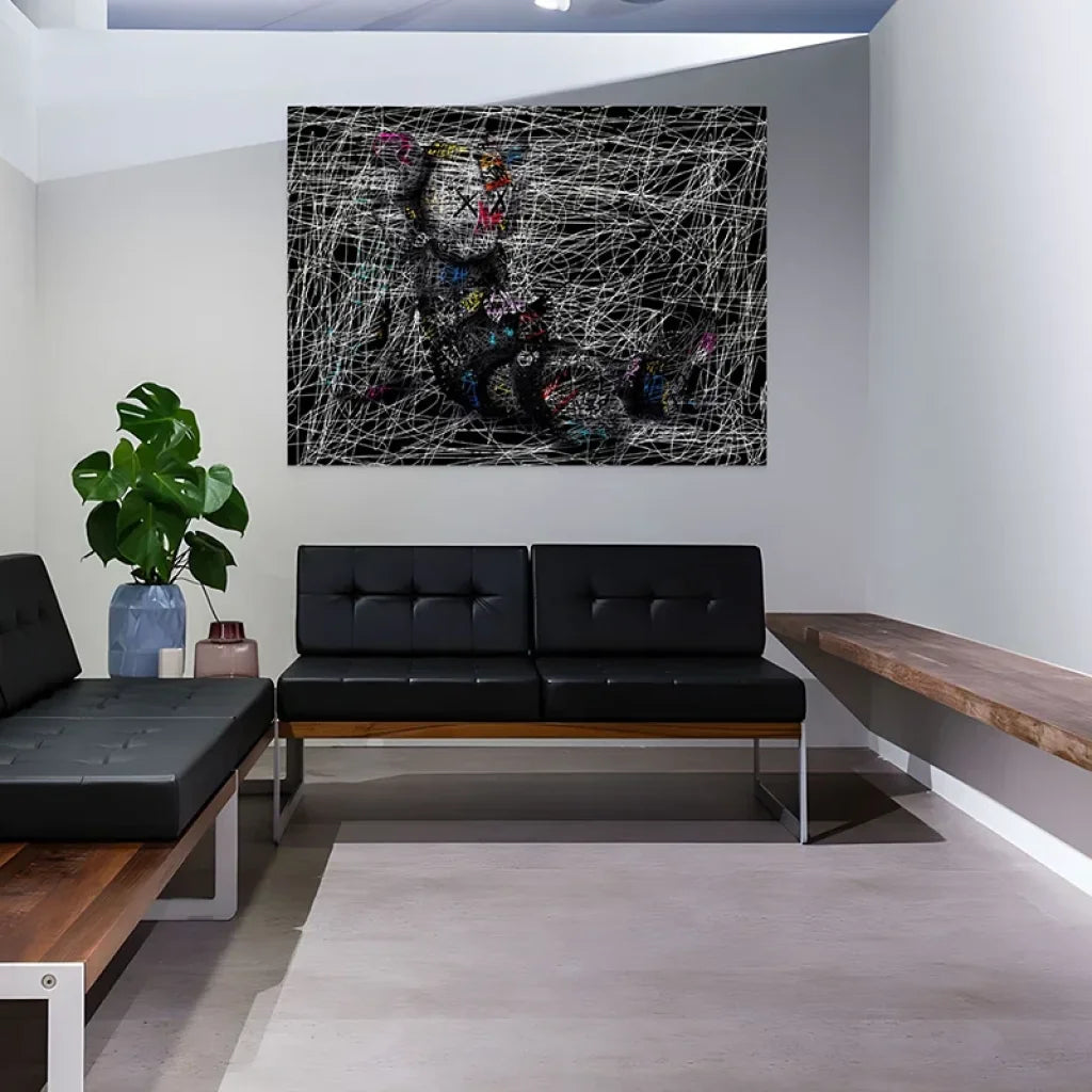 art mural moderne noir et blanc effet craie pour déco urbaine