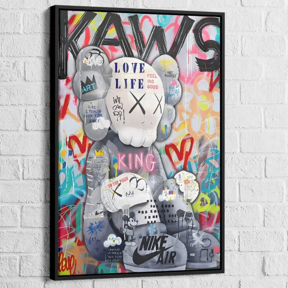 tableau kaws pop graff avec cadre noir