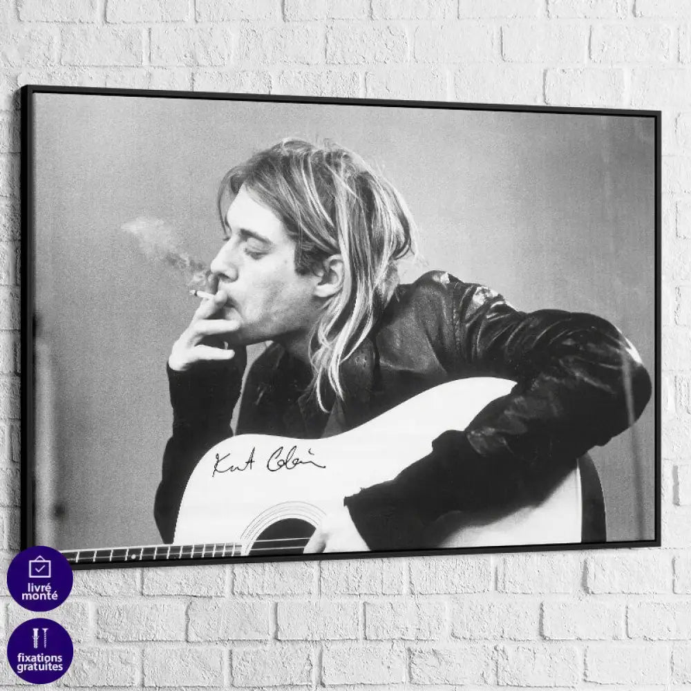 Tableau Kurt Cobain 40x60cm / Cadre noir Tableau Abstrait