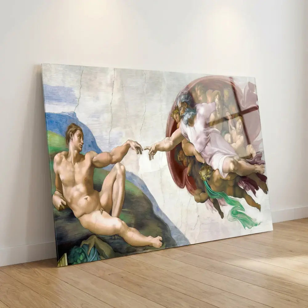 Acrylic Glass Print Painting Acrylic Glass Print Creation of Adam glossy effect and depth with no visible mounting