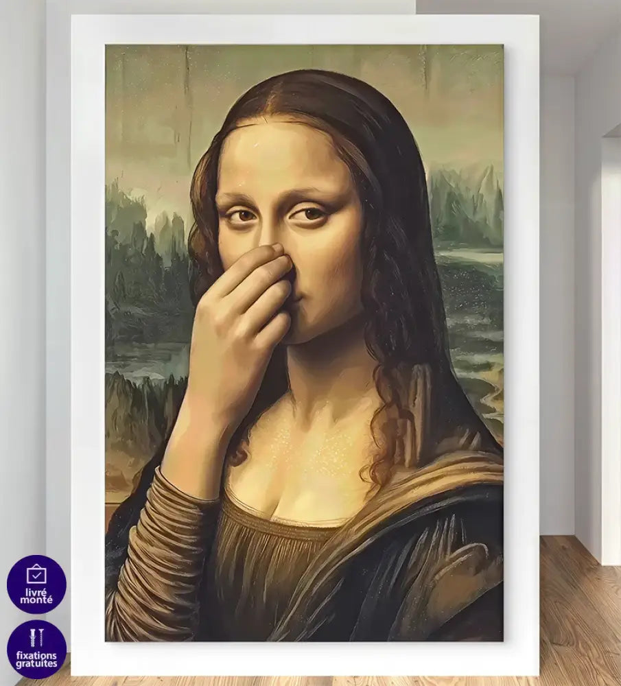 Tableau humoristique La Joconde en Apnée pour toilettes
