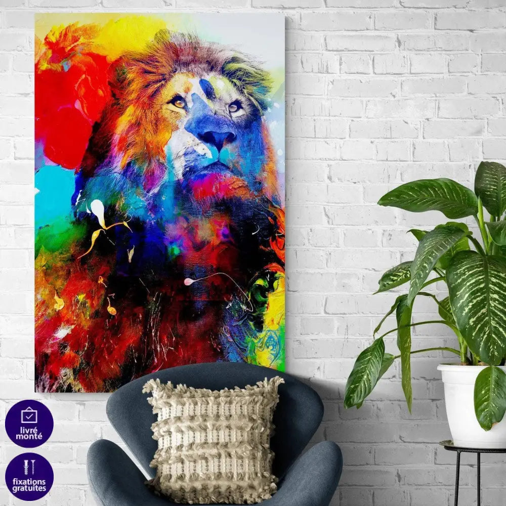Tableau Lion Coloré - Montableaudeco