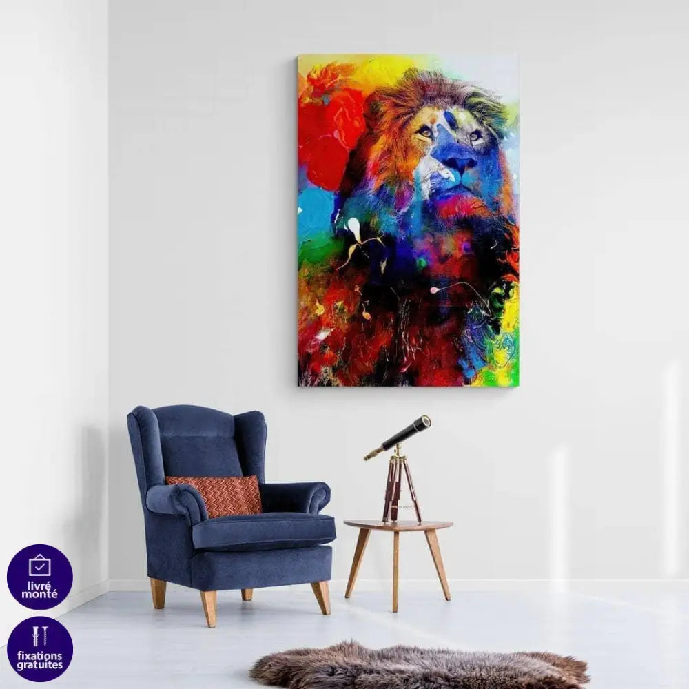Tableau Lion Coloré - Montableaudeco