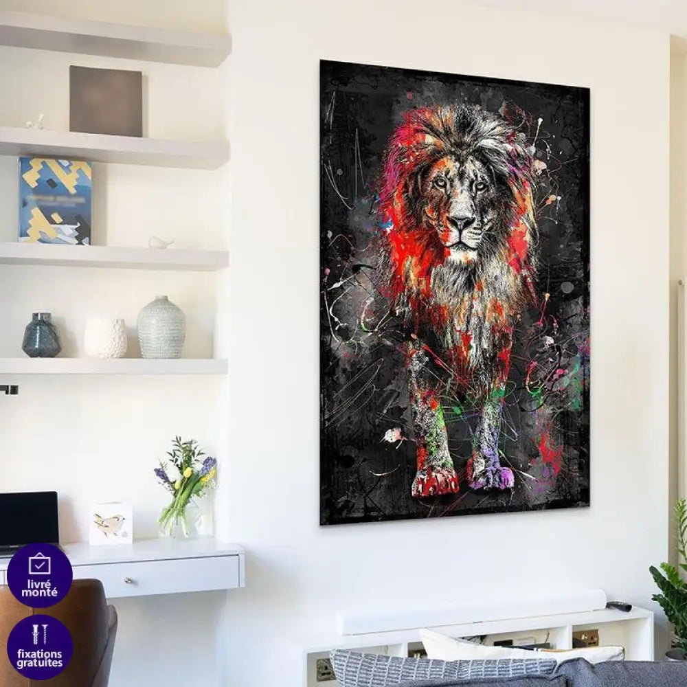 Tableau Lion Coloré Grafitti - Montableaudeco