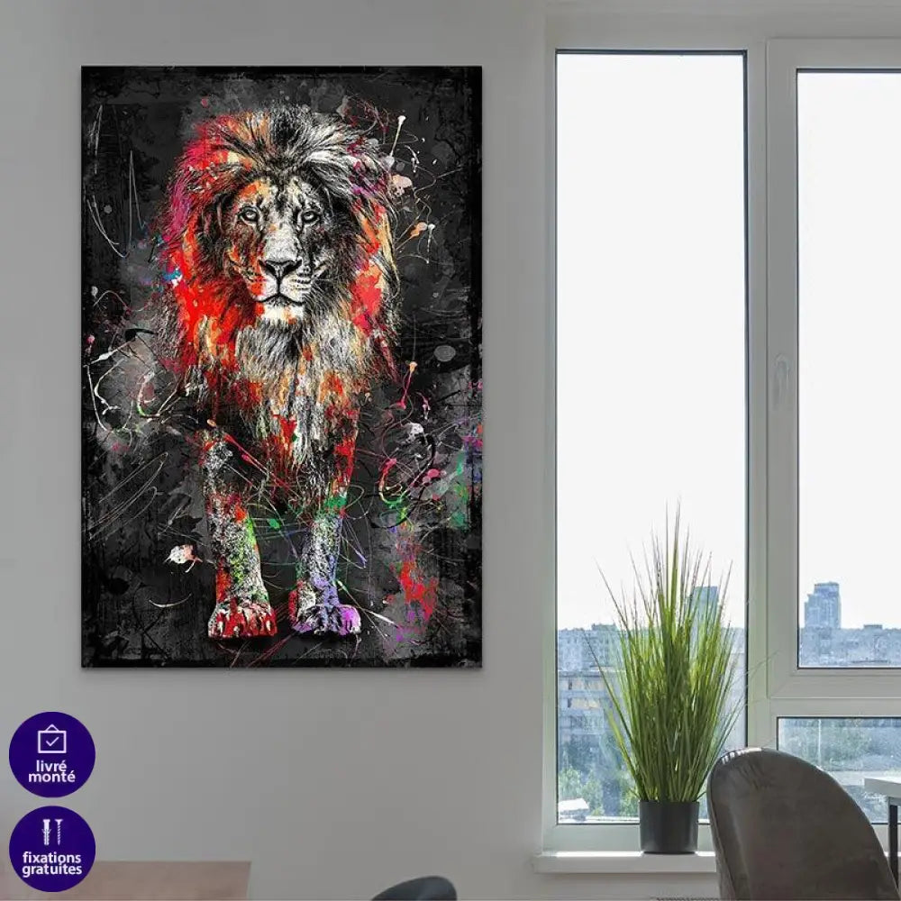 Tableau Lion Coloré Grafitti - Montableaudeco