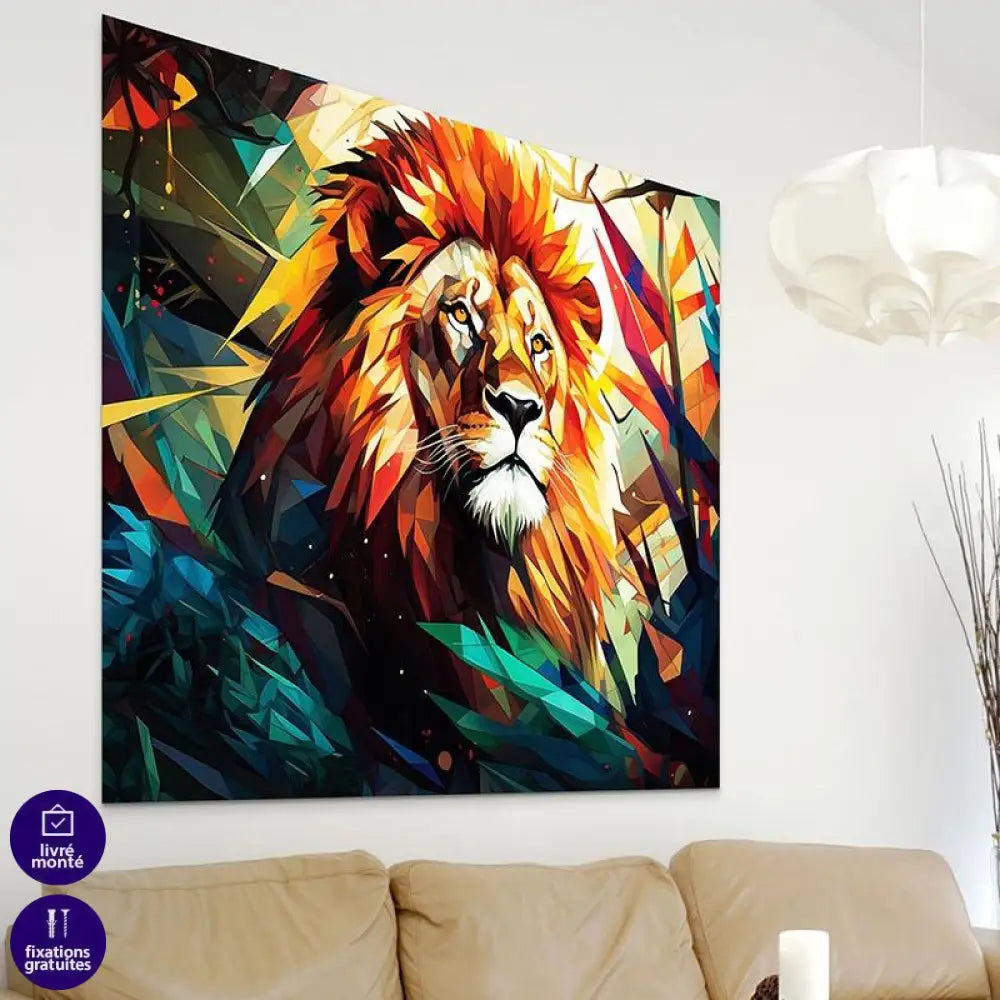 Tableau Lion Géométrique - Montableaudeco