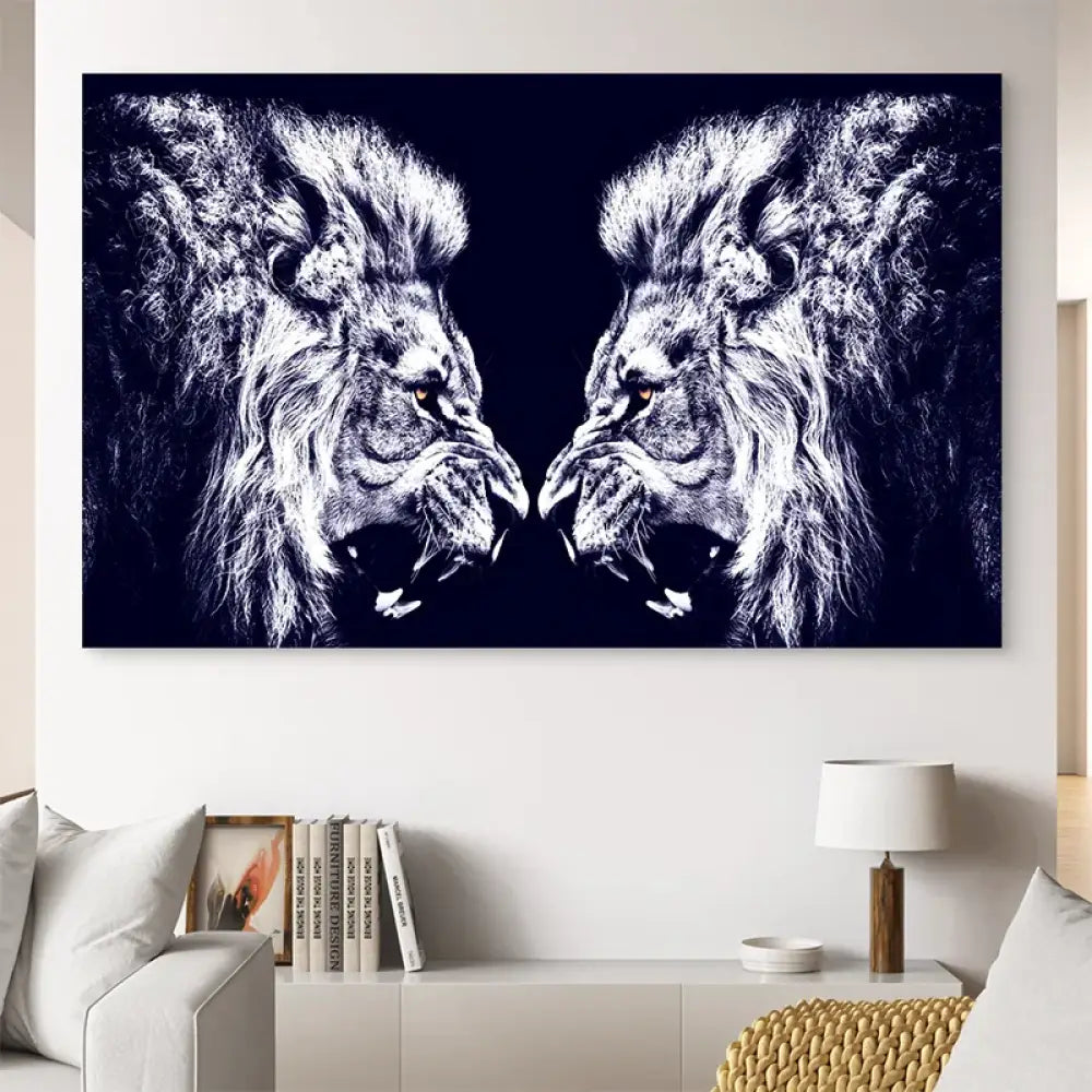 tableau lion déco moderne L’Affrontement des Rois