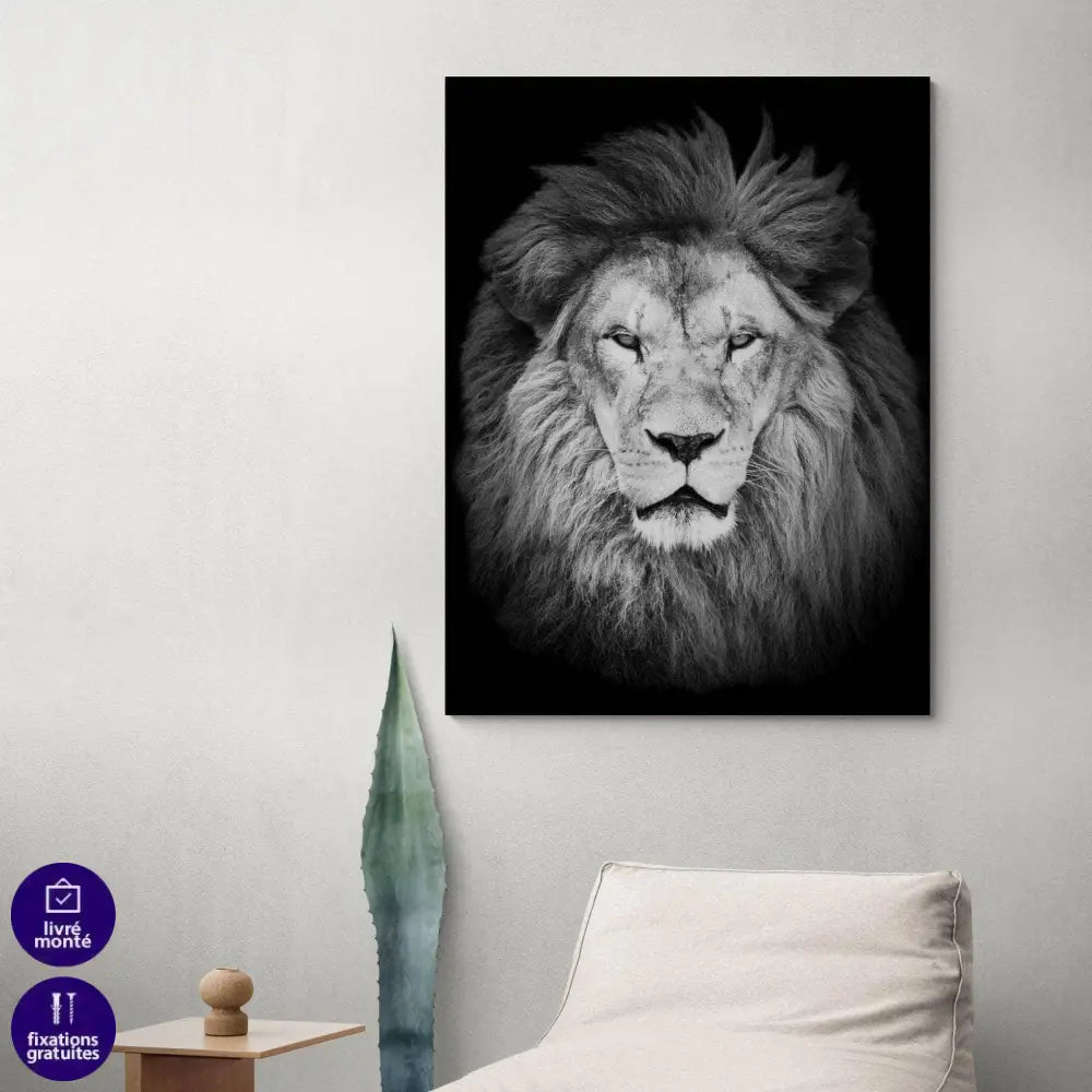 Tableau Lion Noir et Blanc - Montableaudeco