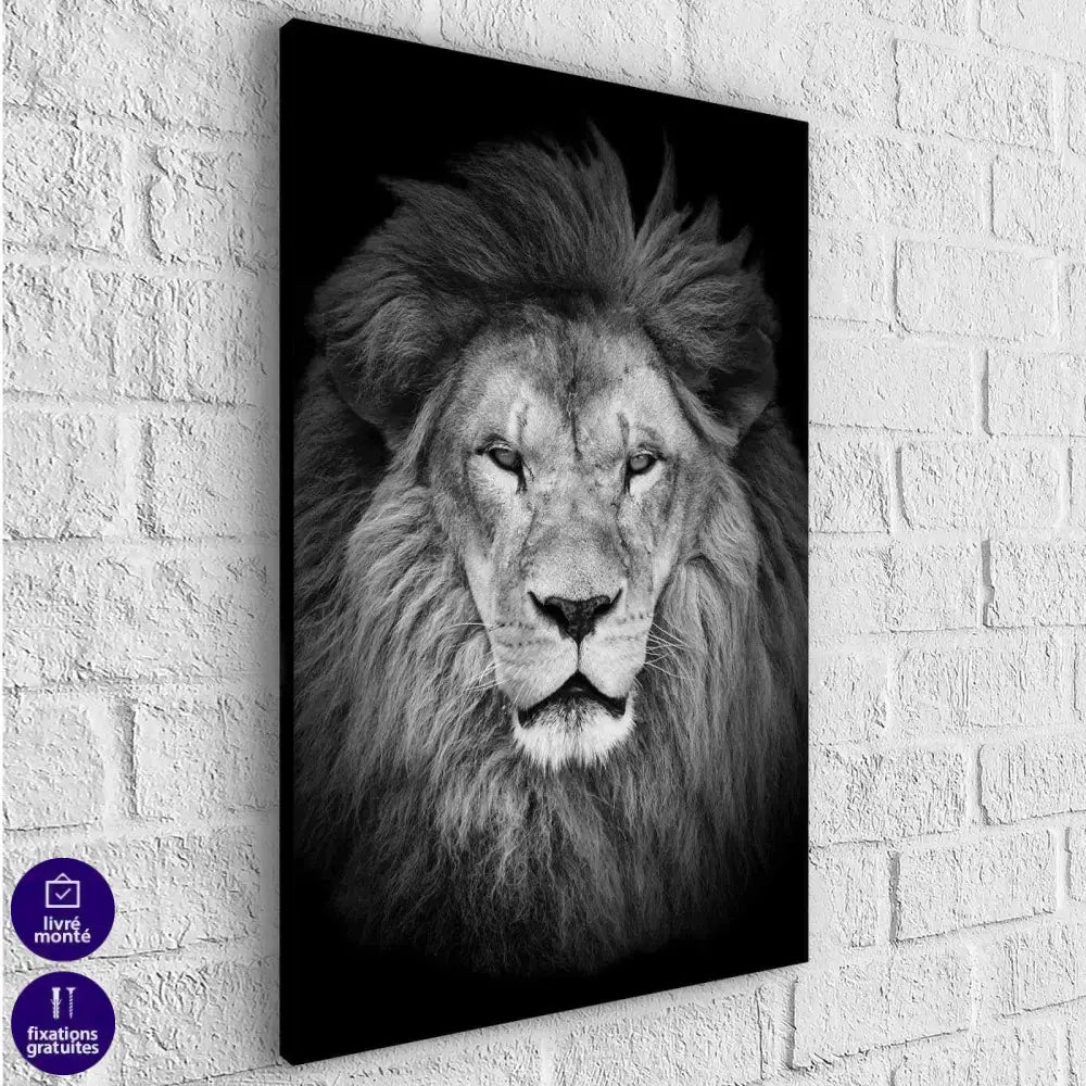Tableau Lion Noir et Blanc - Montableaudeco