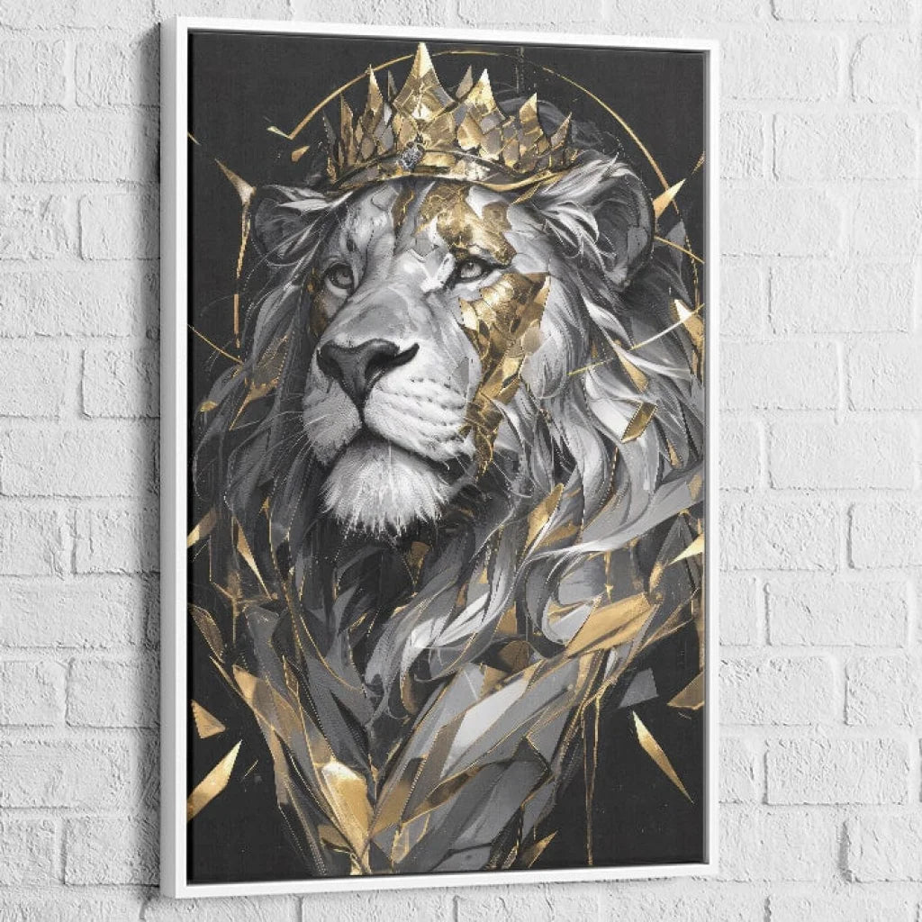 Tableau Lion Suprême 40x60cm / Cadre Blanc Tableau lion