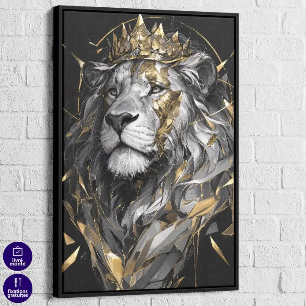 Tableau Lion Suprême 40x60cm / Cadre Noir Tableau lion