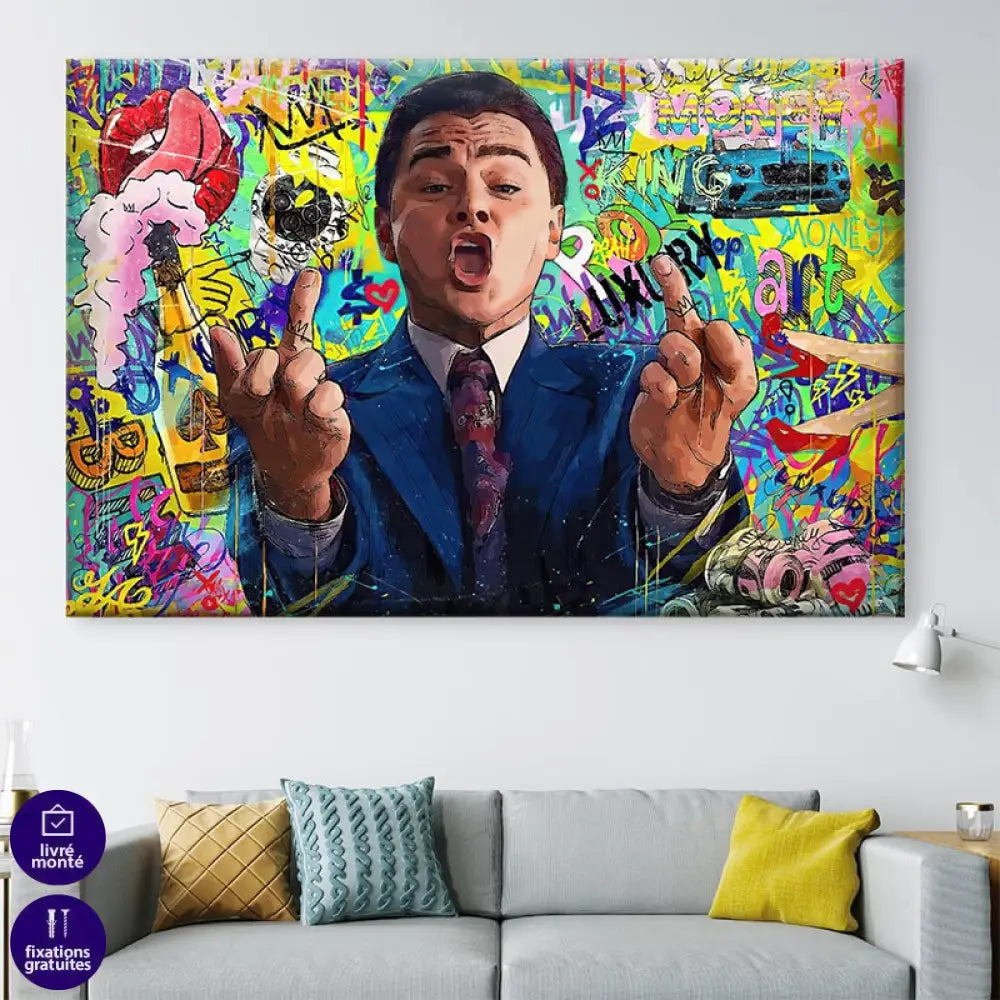 Tableau Loup de Wall Street 40x60cm / Affiche sans cadre Tableau Street Art