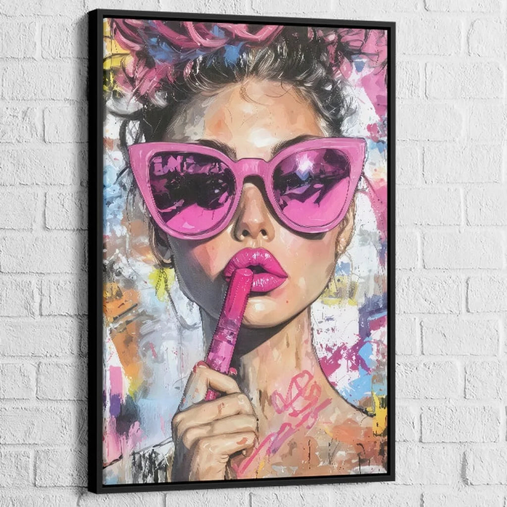 Œuvre murale féminine et audacieuse aux tons flashy