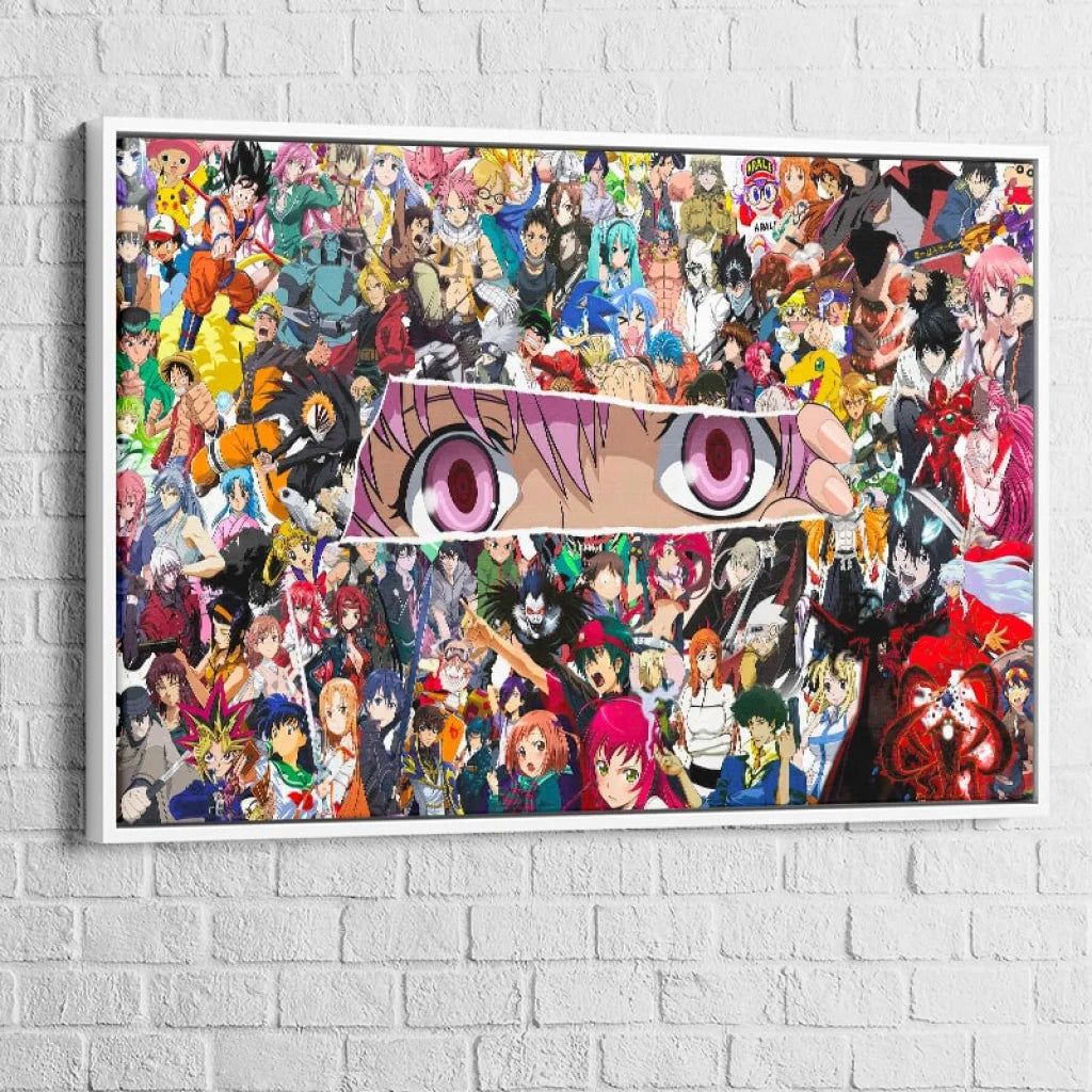 Tableau Manga Tous la! 40x60cm / Cadre Blanc Tableau Manga
