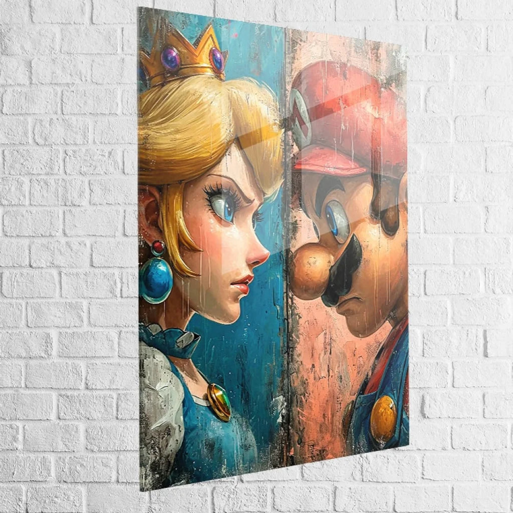 Impression murale street art Mario Peach contrastée