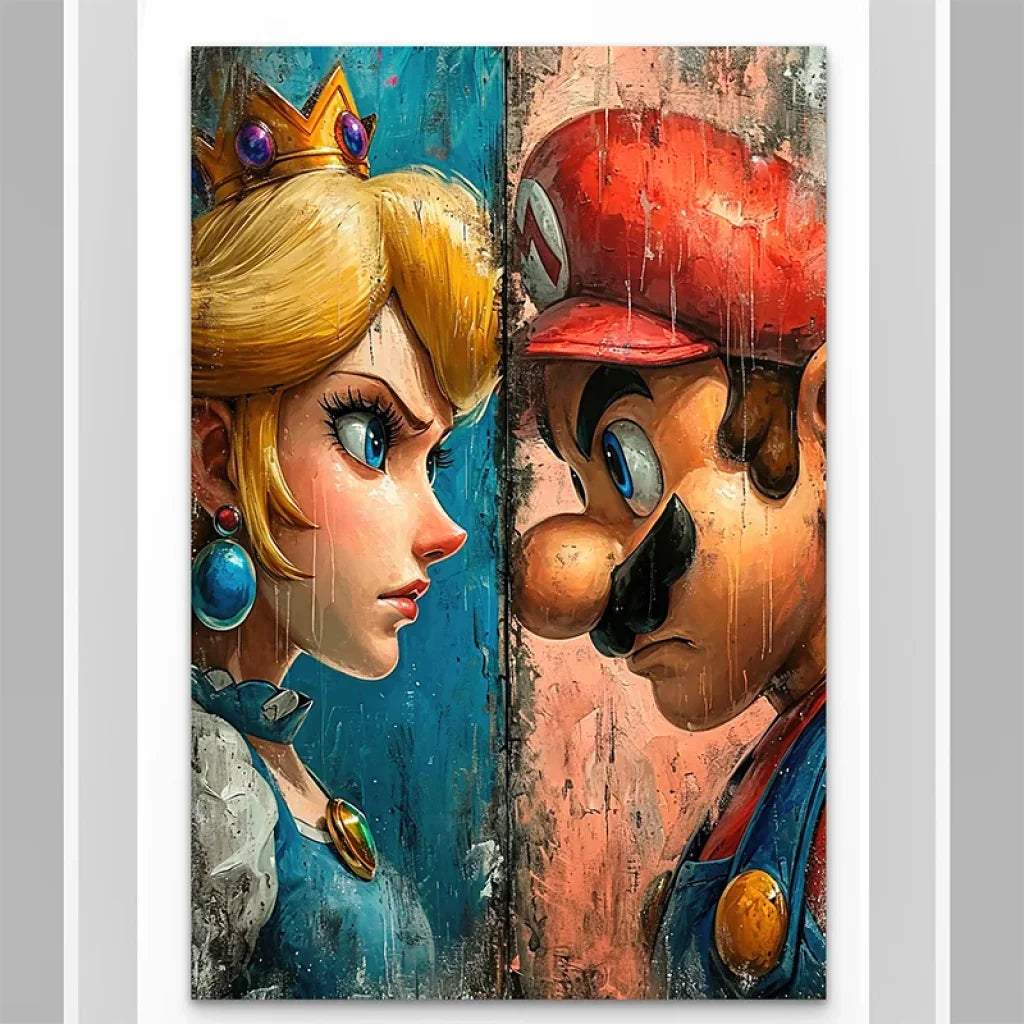 Décoration murale pop art Mario et princesse Peach