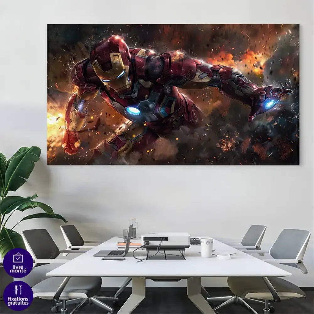 toile imprimée Iron Man avec effets lumineux épiques
