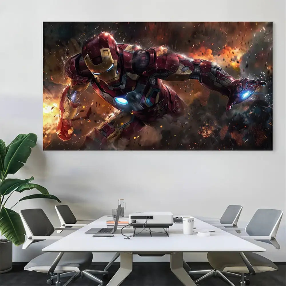 toile imprimée Iron Man avec effets lumineux épiques