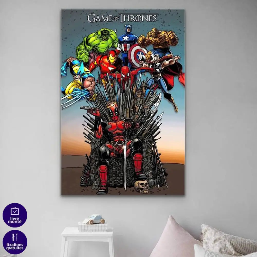 Tableau Marvel Le Trône des Super héros - Montableaudeco