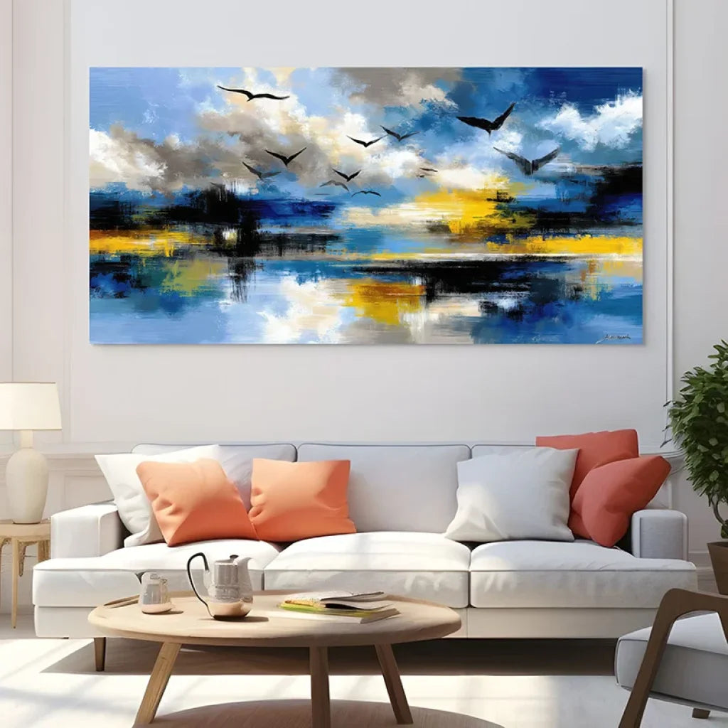 Tableau Mer Abstraite – Ciel Bleu et Reflets Tableau Fleur