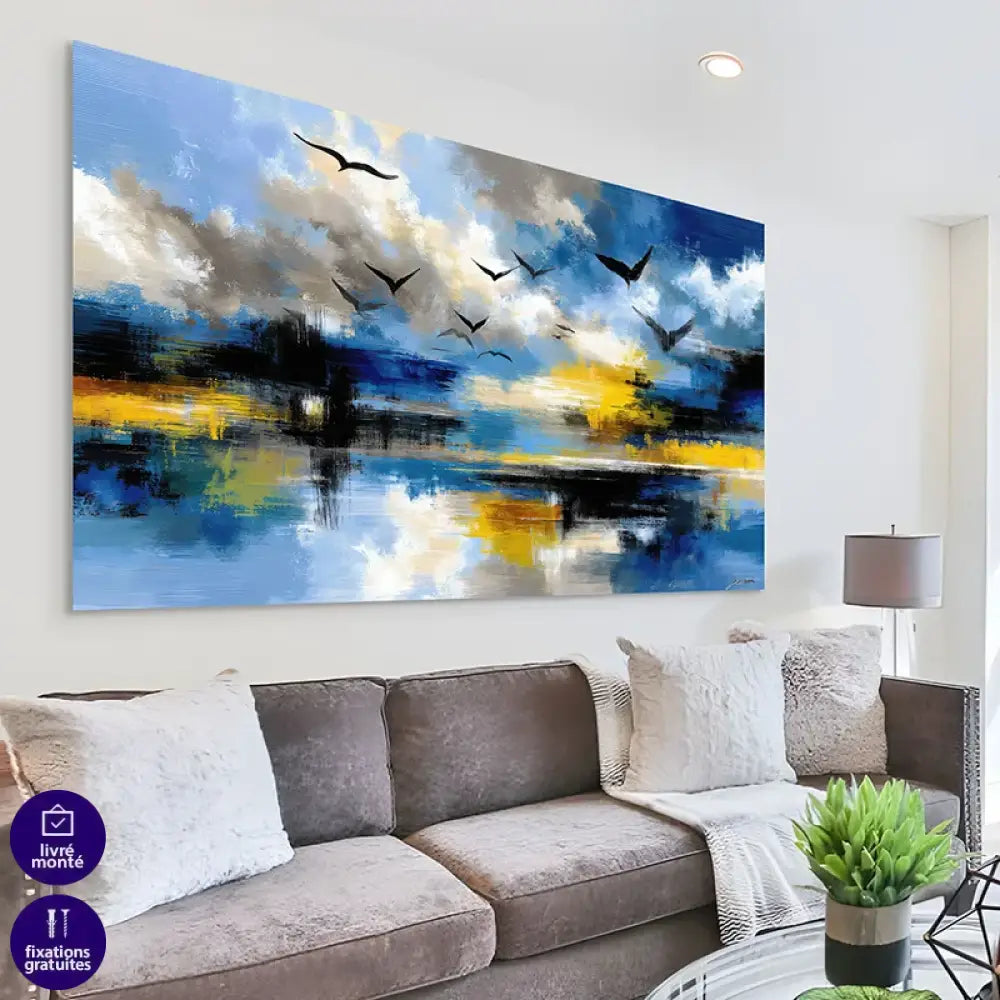 Tableau Mer Abstraite – Ciel Bleu et Reflets Tableau Fleur