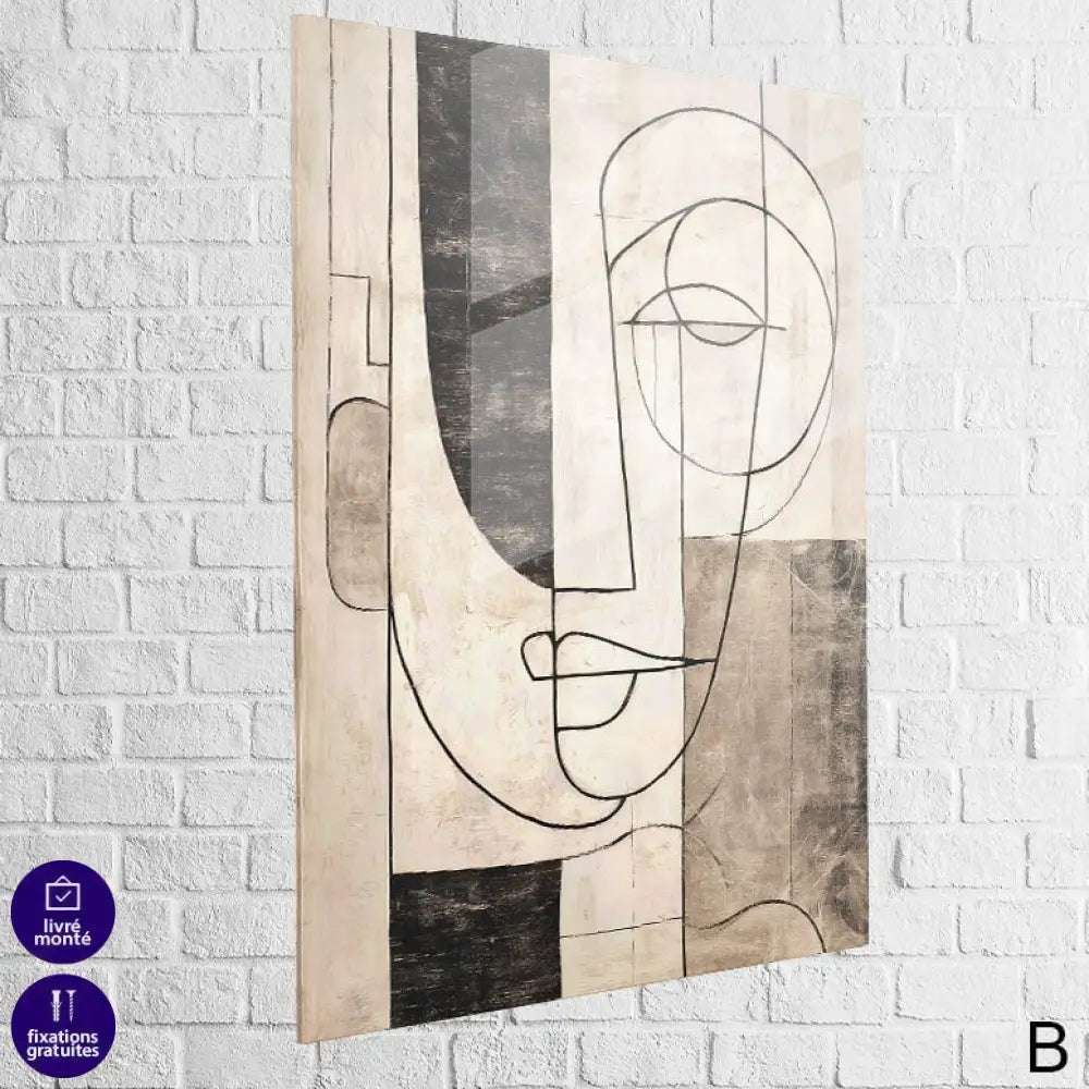 Tableau line art plexiglas – rendu brillant visage minimaliste B