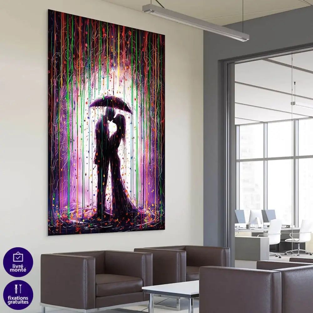 Tableau Moderne Amour sous la Pluie Tableau Moderne