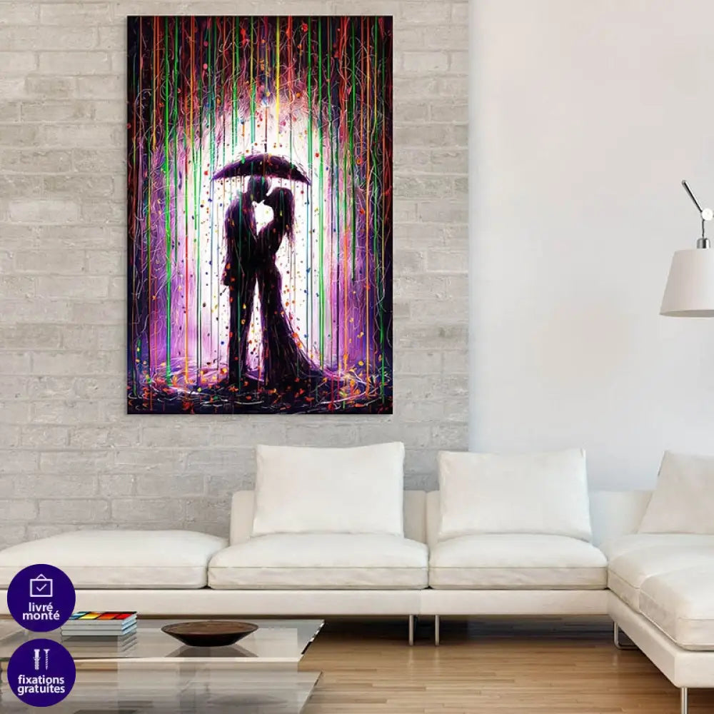 Tableau Moderne Amour sous la Pluie Tableau Moderne