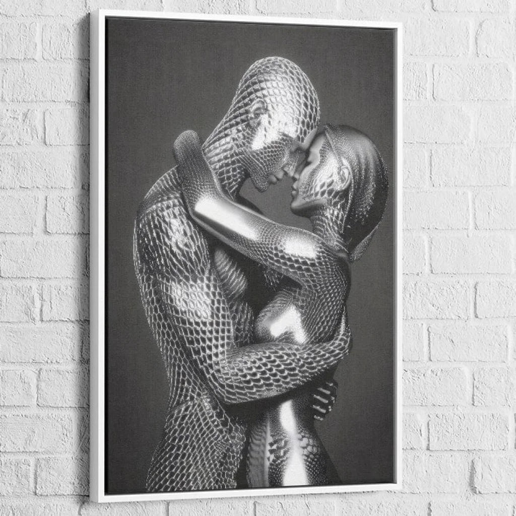 Tableau Moderne Amour Surréaliste 40x60cm / Cadre Blanc Tableau Femme