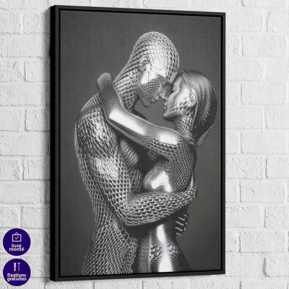 Tableau Moderne Amour Surréaliste 40x60cm / Cadre Noir Tableau Femme