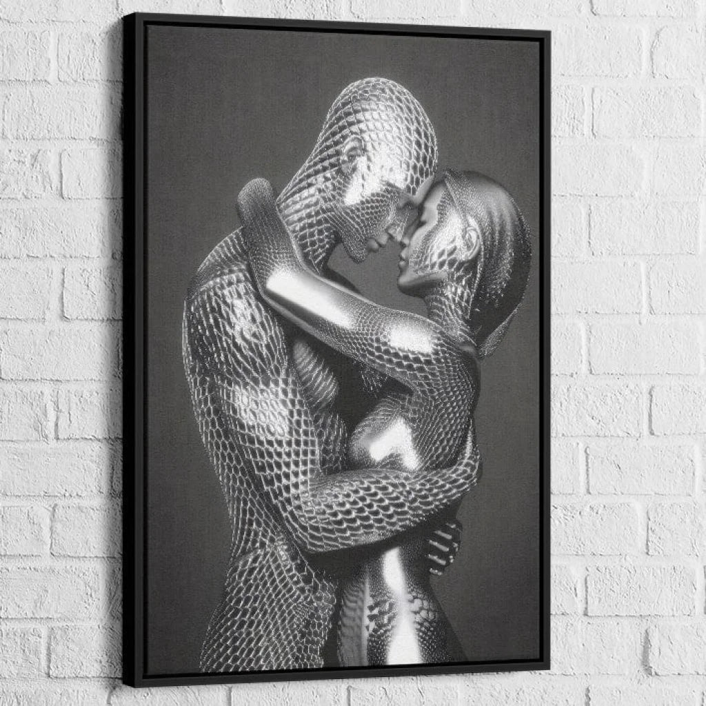 Tableau Moderne Amour Surréaliste 40x60cm / Cadre Noir Tableau Femme