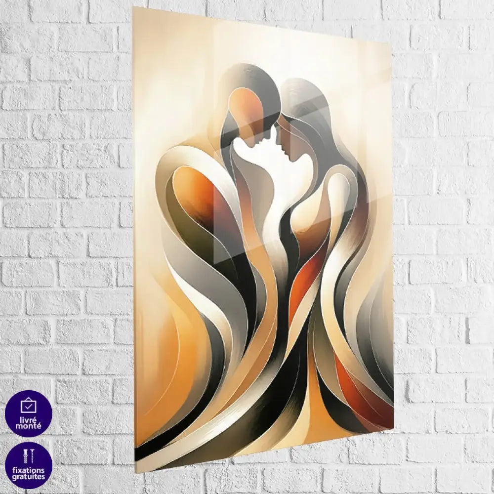 Affiche contemporaine couple abstrait - œuvre murale Harmonie Sensuelle