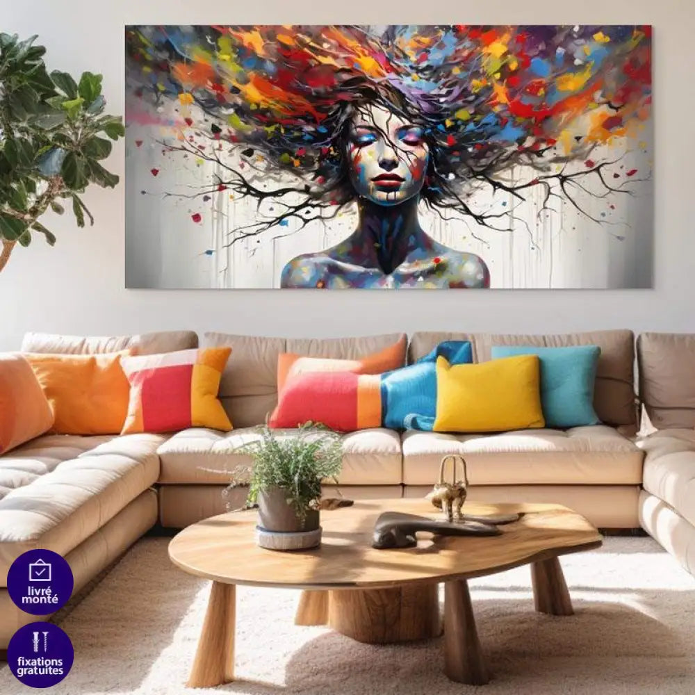 Tableau Moderne Rêve en Couleurs 40x80cm / Toile tendue sur châssis Tableau moderne