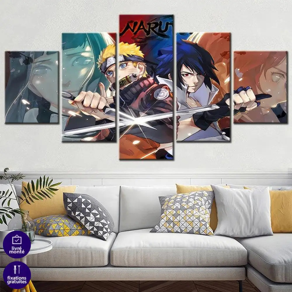 Tableau Naruto 5 Parties Confrontation - Montableaudeco