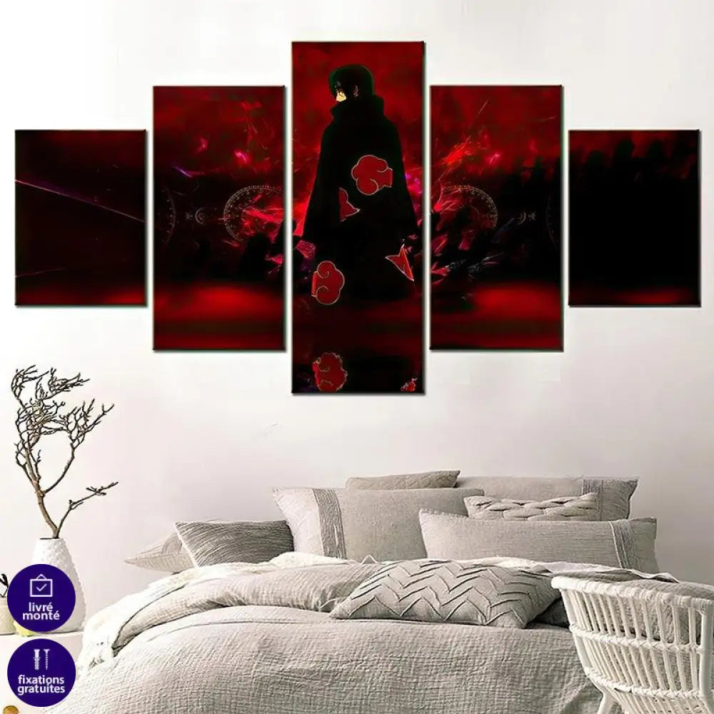 Tableau Naruto 5 Parties Éclat de l'Akatsuki - Montableaudeco