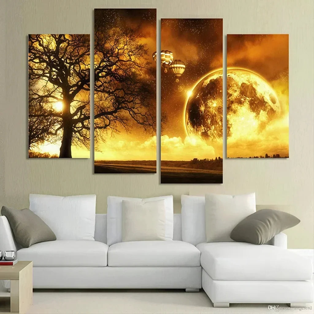 Nature and Universe 5-panel painting