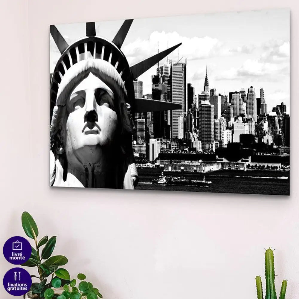 Tableau New York Noir et Blanc Liberty - Montableaudeco