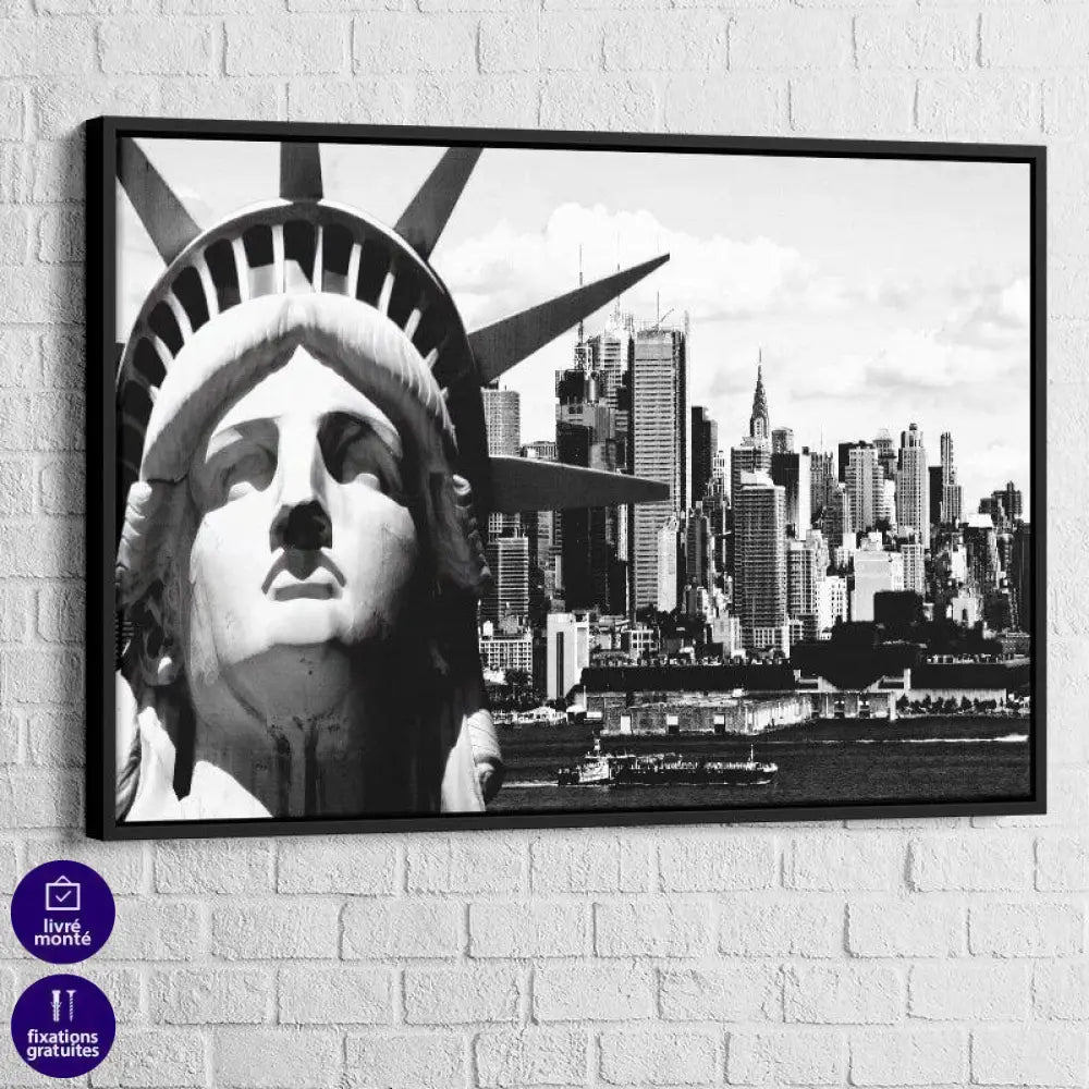 Tableau New York Noir et Blanc Liberty - Montableaudeco