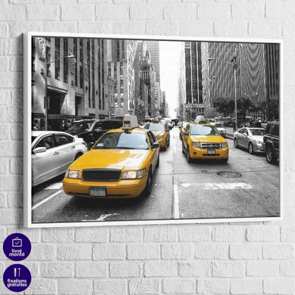 Tableau New York Noir et Blanc Taxi - Montableaudeco
