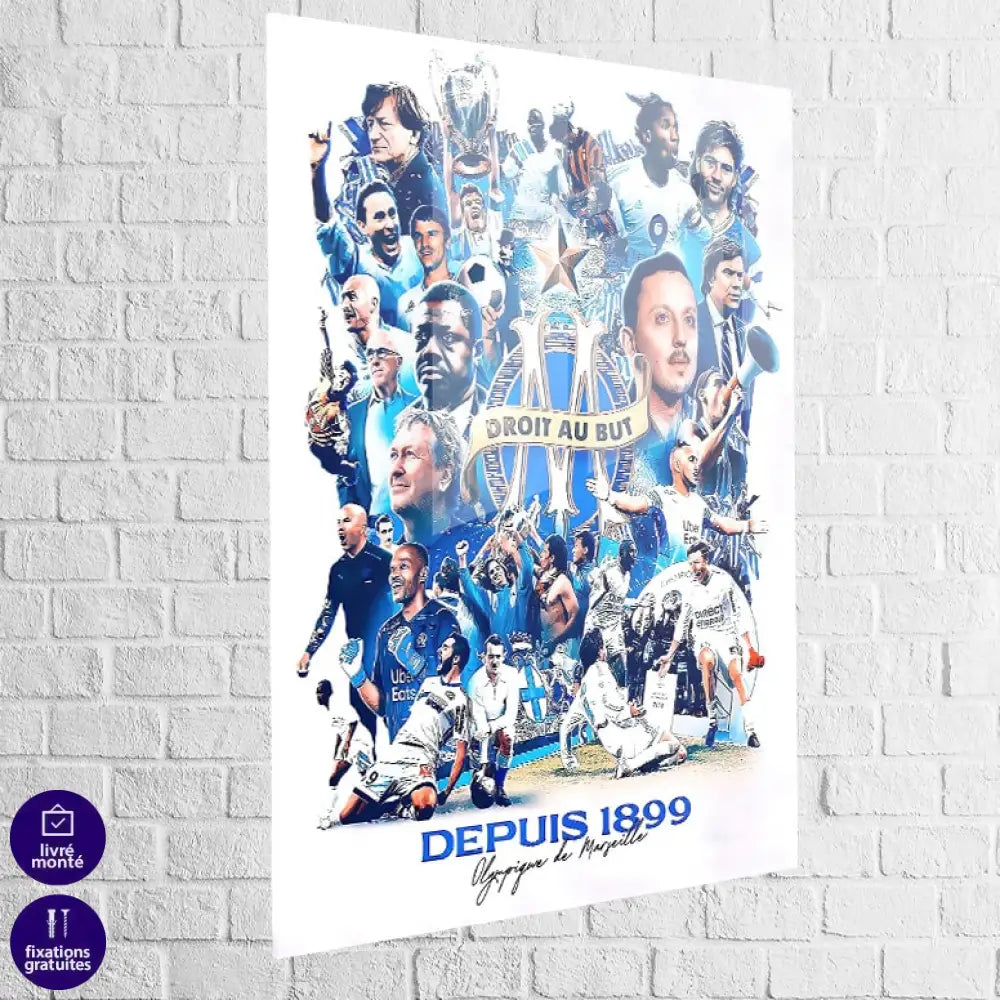 Tableau Olympique de Marseille Légendaires 40x60cm / Plexiglas Tableau Sport