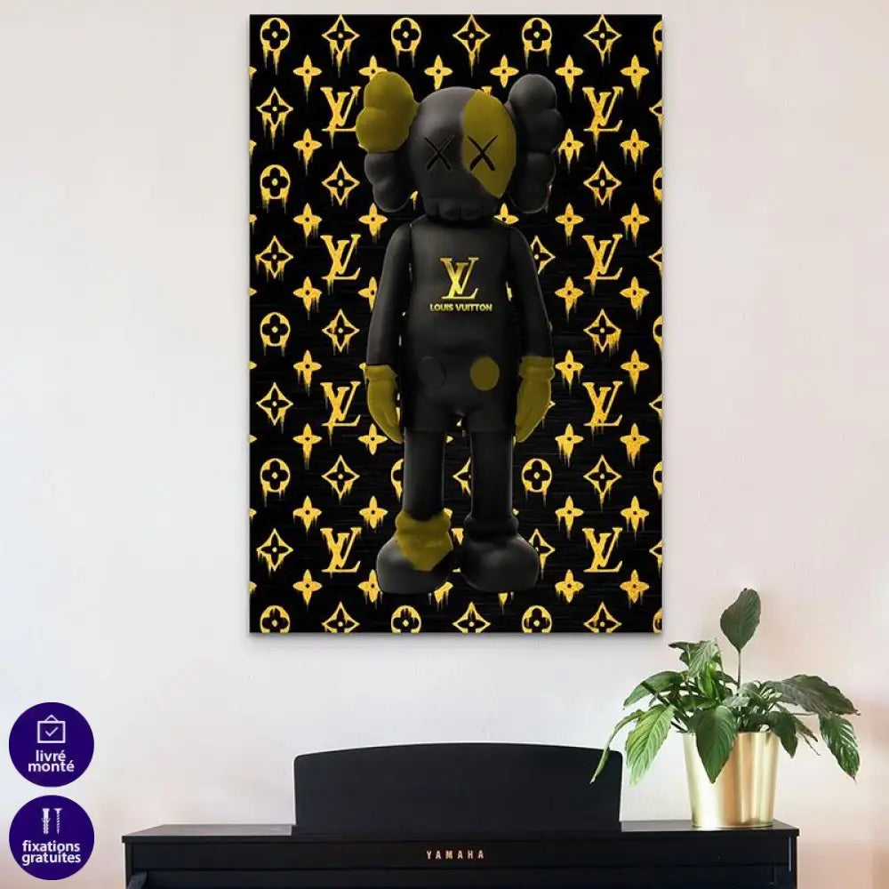 tableau ours noir or style urbain