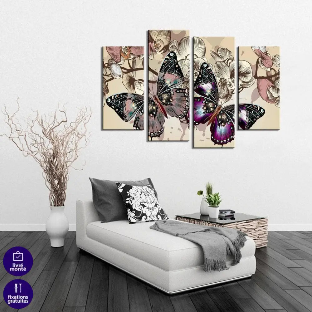 Tableau Papillon | 5 Panneaux | Profitez de L'Offre de Bienvenue -20%