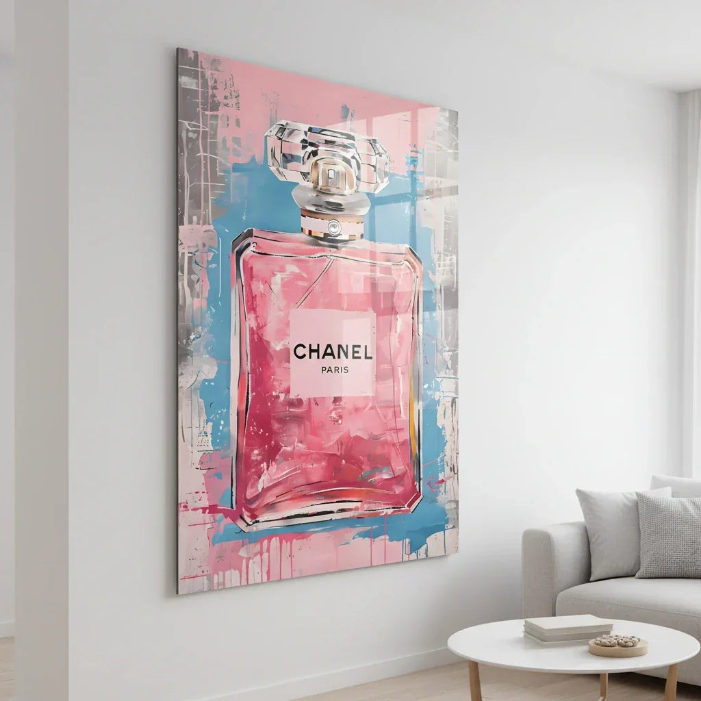 wall art chic blue and pink perfume wall art modern style