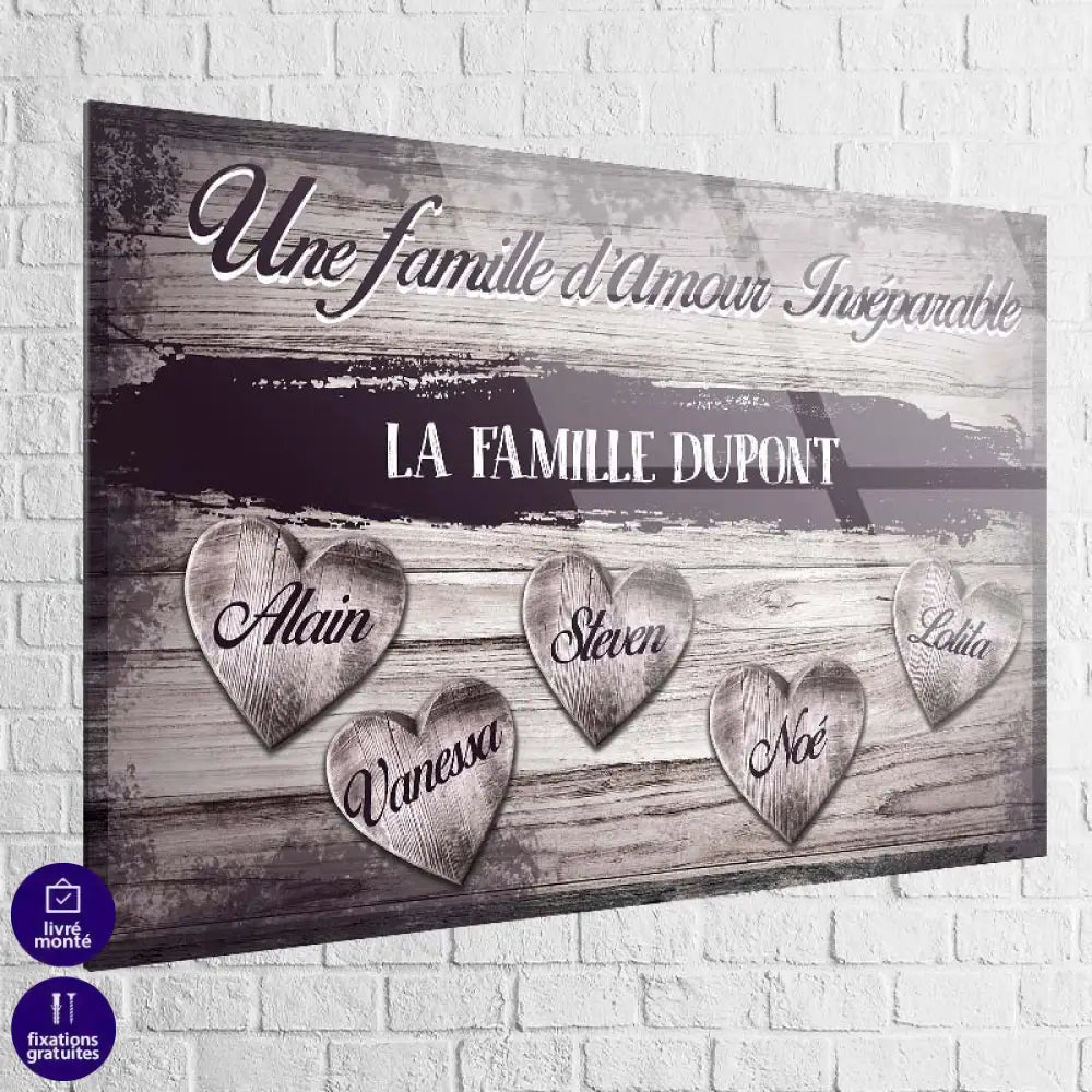 Tableau Personnalisé Famille D'Amour Bois Plexi