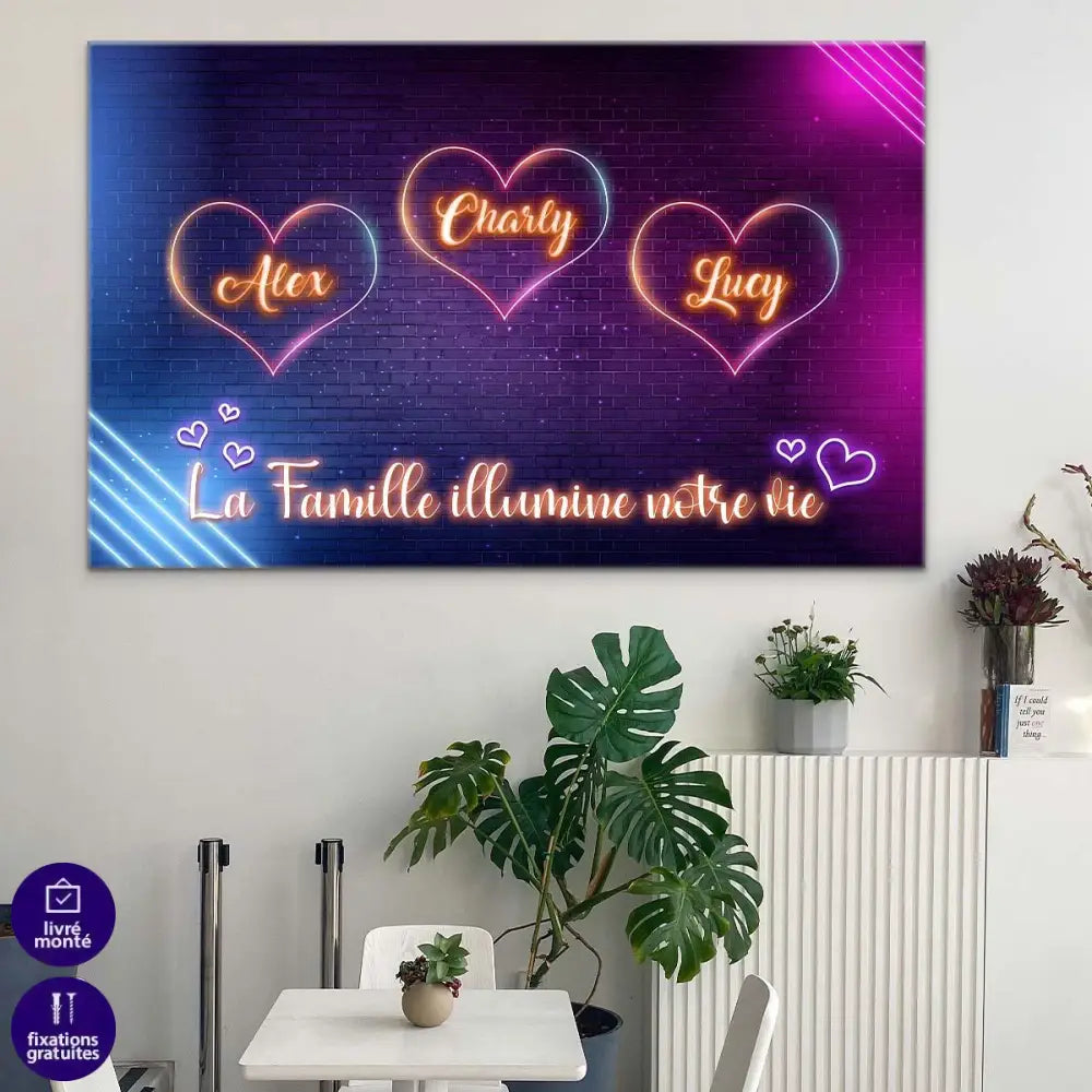 Tableau Personnalisé Famille Néon - Montableaudeco