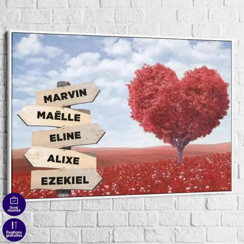 Tableau Personnalisé Prénoms Arbre Cœur - Montableaudeco