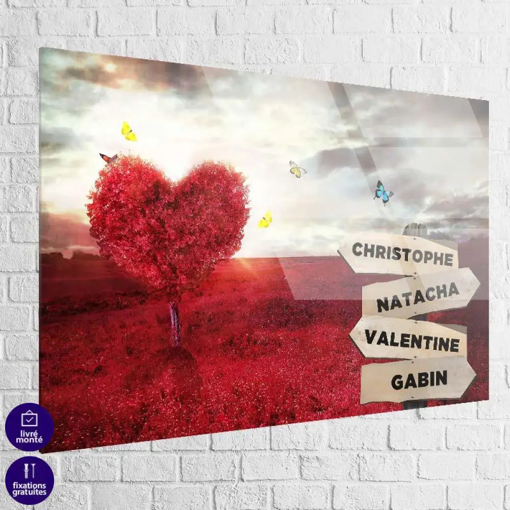 Tableau Personnalisé Prénoms Arbre Rouge - Montableaudeco