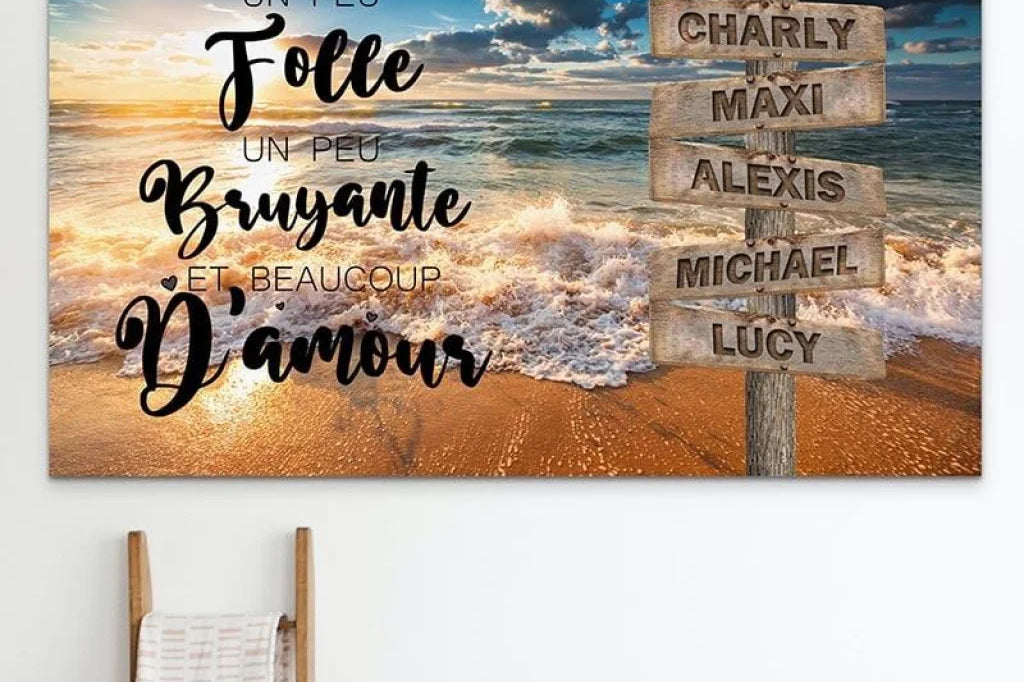 Tableau Personnalisé Prénoms avec Message La Mer - Montableaudeco